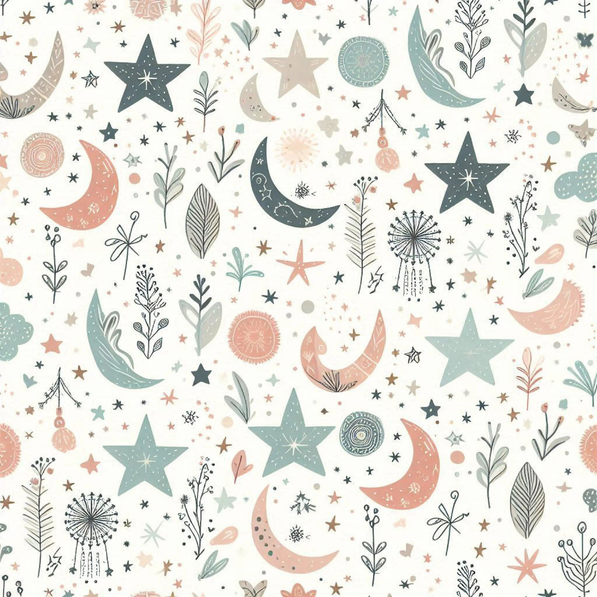 Whimsical Pastel Stars and Moons Pattern Clipart Bundle - CraftNest - Digital Crafting and Art