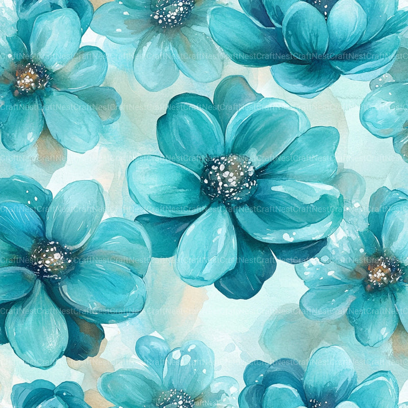 Navy Blue Yellow Cottage Flowers Pattern Clipart Bundle - CraftNest - Digital Crafting and Art