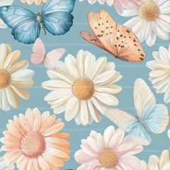 Pastel Daisy Flowers & Butterflies Pattern Clipart Bundle - CraftNest - Digital Crafting and Art