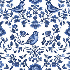 Blue Birds & Flowers Chinoiserie Pattern Clipart Bundle - CraftNest - Digital Crafting and Art