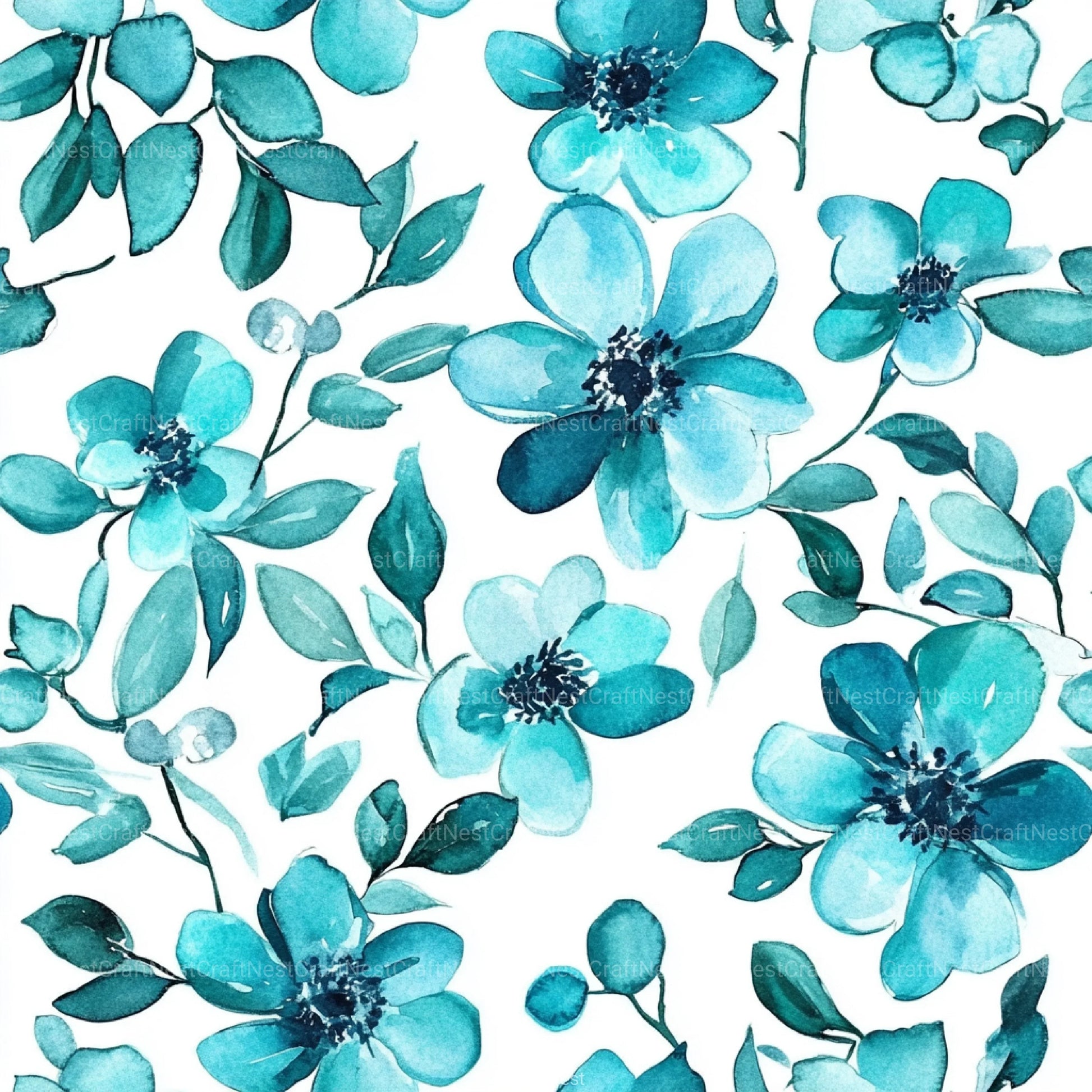 Navy Blue Yellow Cottage Flowers Pattern Clipart Bundle - CraftNest - Digital Crafting and Art