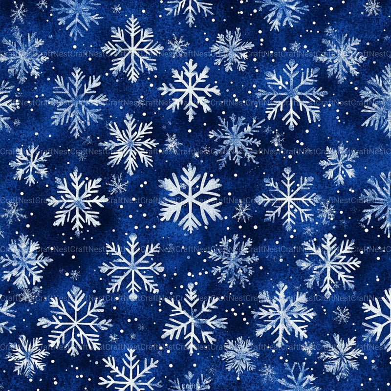 Blue Glitter Snowflakes Winter Pattern Clipart Bundle - CraftNest - Digital Crafting and Art