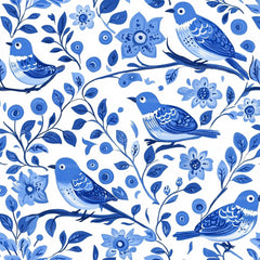 Blue Birds & Flowers Chinoiserie Pattern Clipart Bundle - CraftNest - Digital Crafting and Art