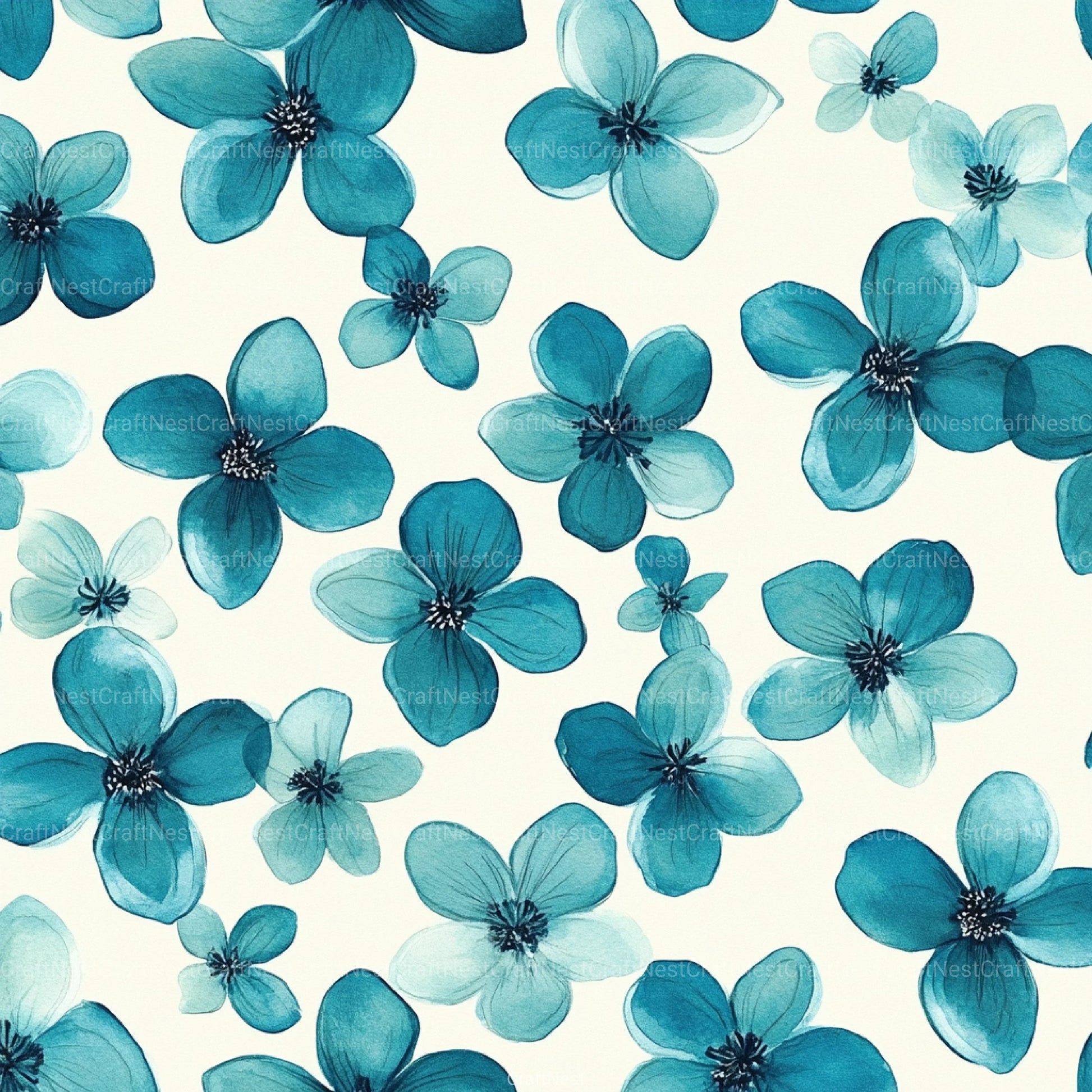 Navy Blue Yellow Cottage Flowers Pattern Clipart Bundle - CraftNest - Digital Crafting and Art