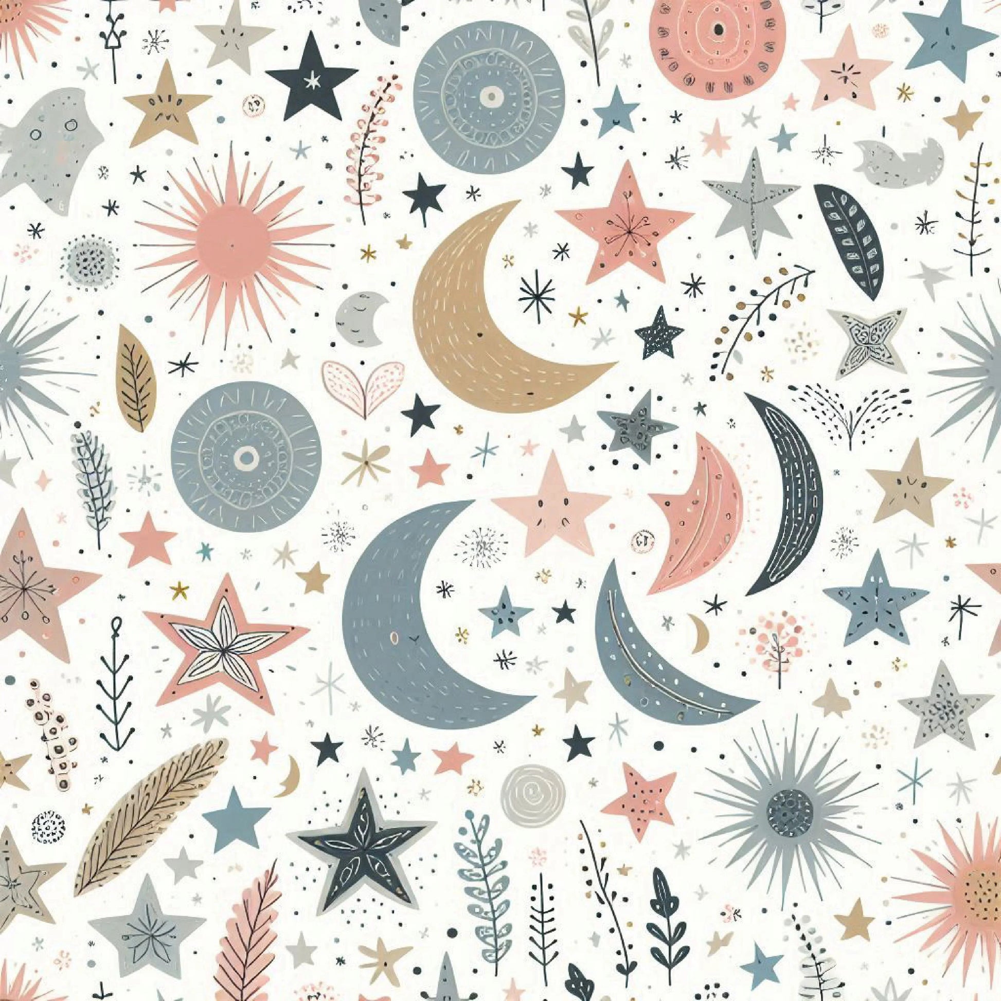 Whimsical Pastel Stars and Moons Pattern Clipart Bundle - CraftNest - Digital Crafting and Art