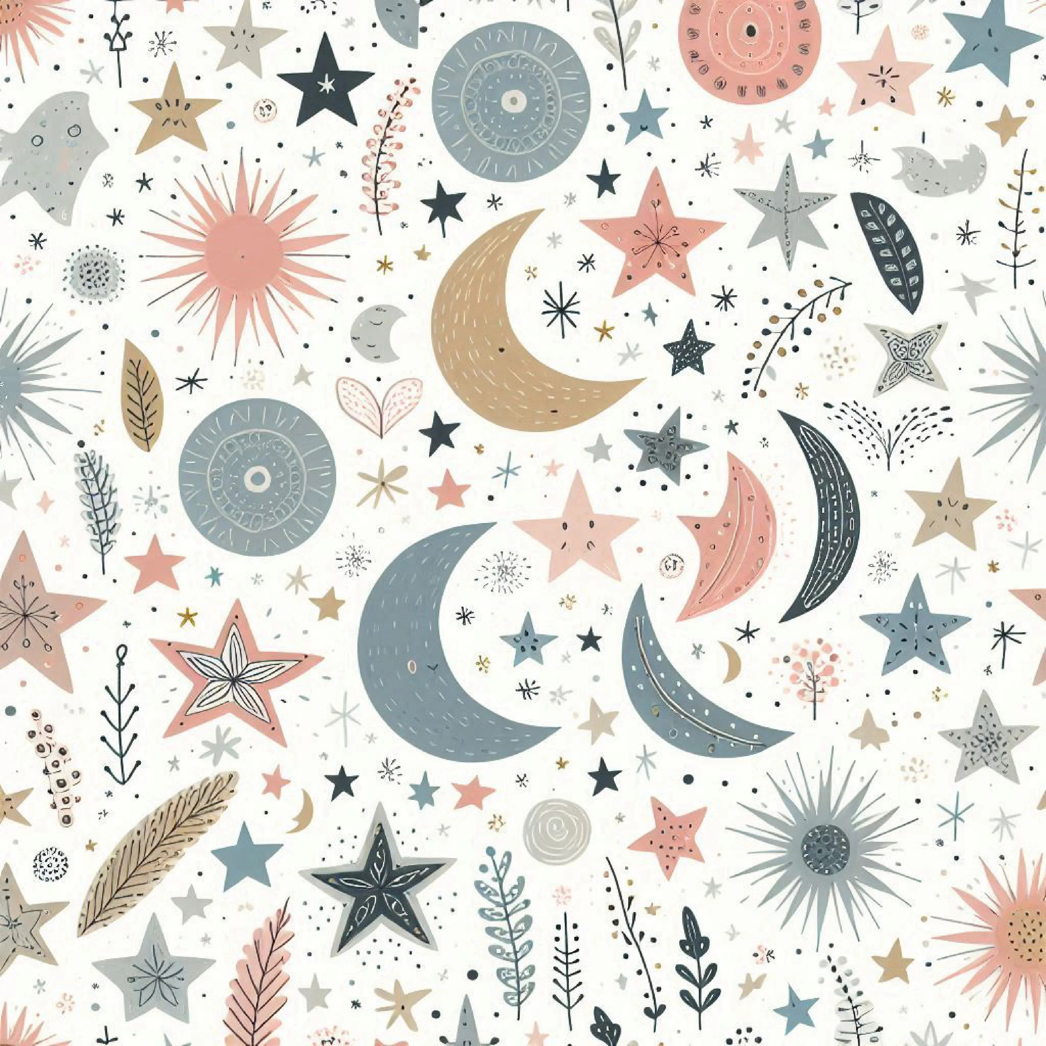 Whimsical Pastel Stars and Moons Pattern Clipart Bundle - CraftNest - Digital Crafting and Art