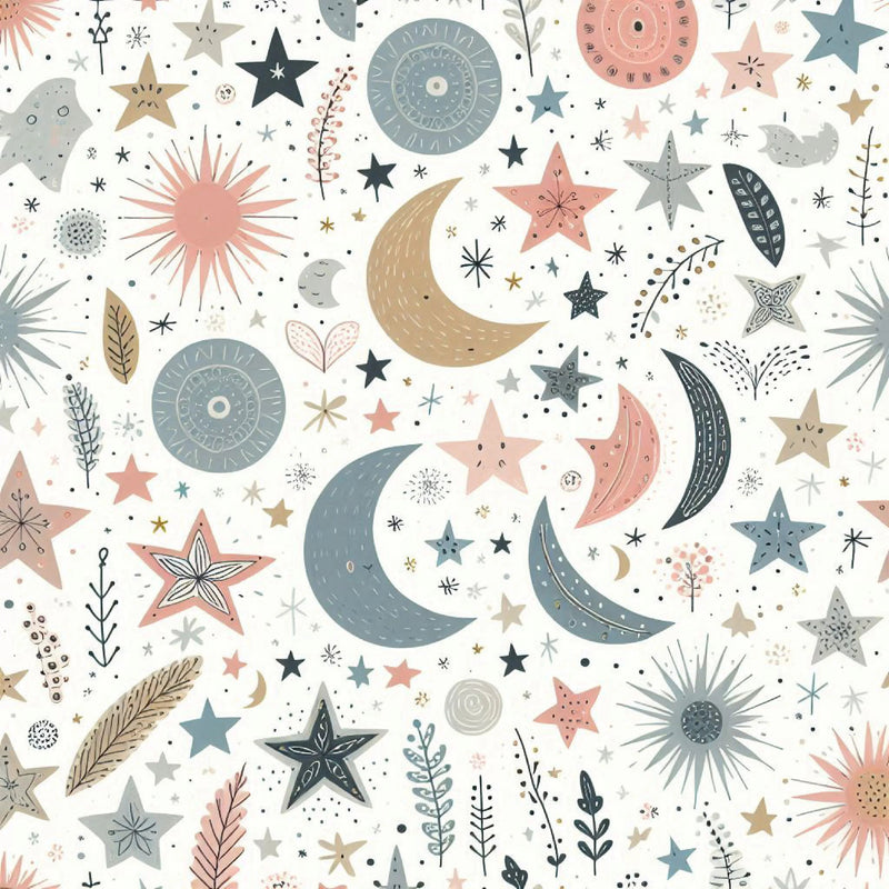 Whimsical Pastel Stars and Moons Pattern Clipart Bundle - CraftNest - Digital Crafting and Art