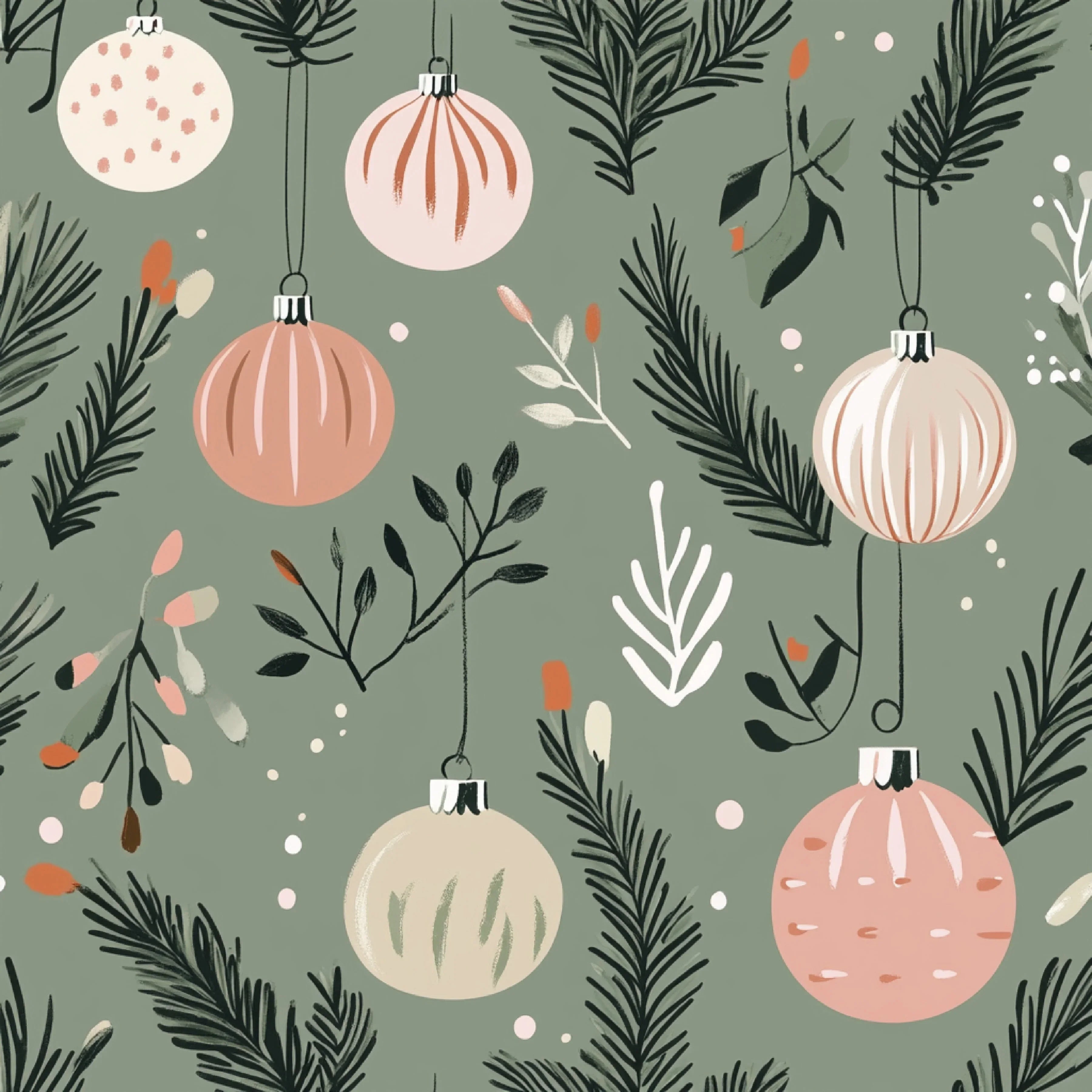 Blush Sage Seamless Christmas Patterns Digital Paper - CraftNest - Digital Crafting and Art