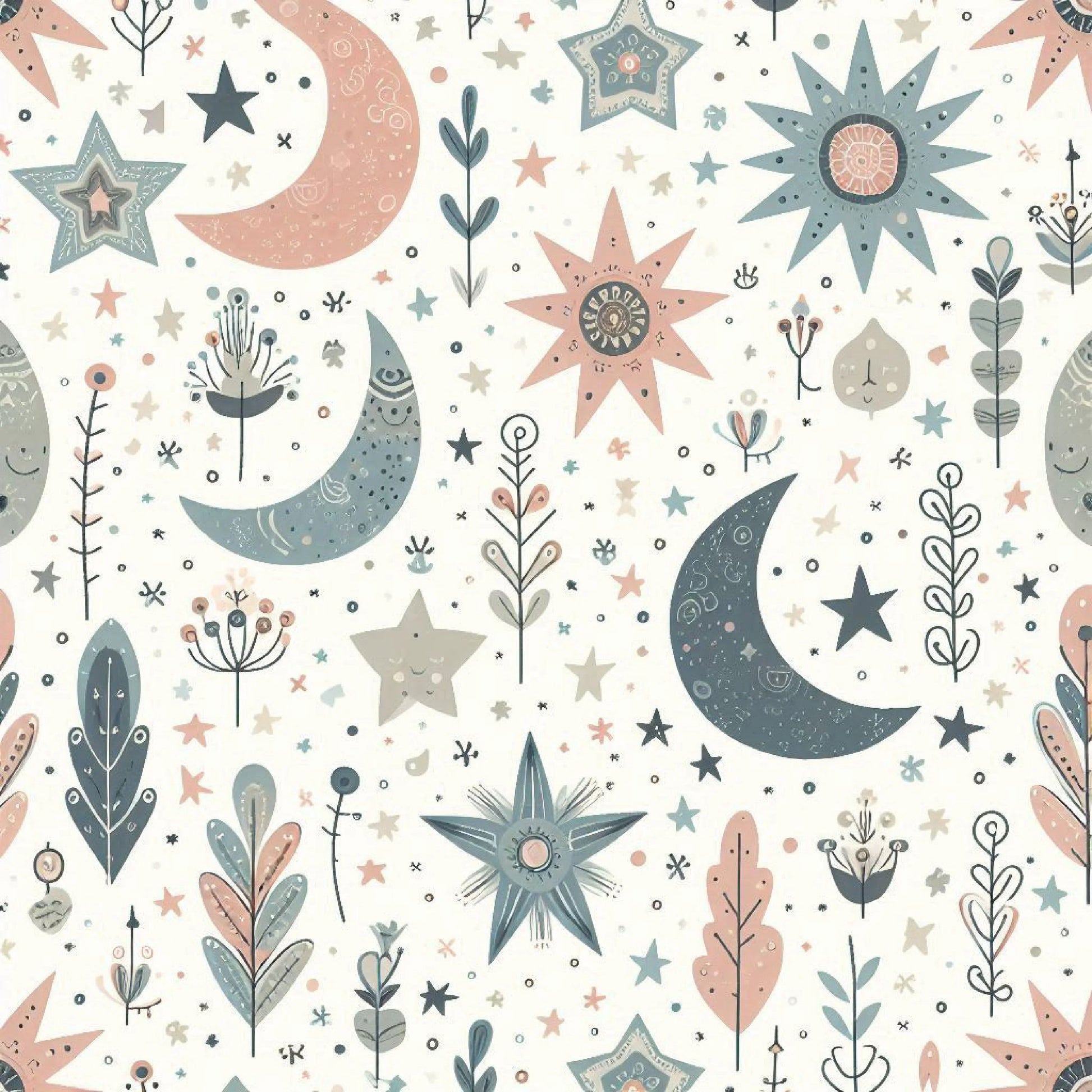 Whimsical Pastel Stars and Moons Pattern Clipart Bundle - CraftNest - Digital Crafting and Art