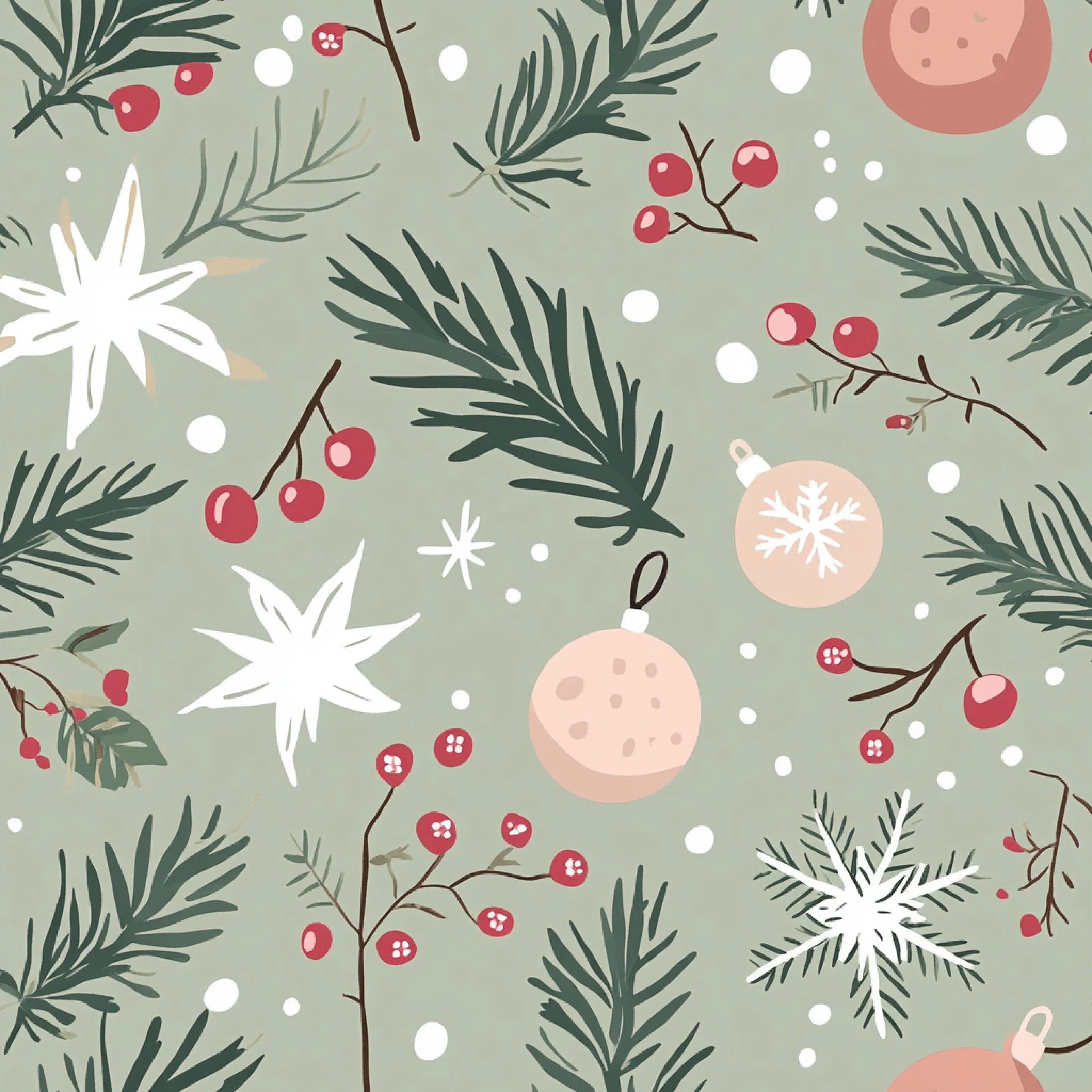 Blush Sage Seamless Christmas Patterns Digital Paper - CraftNest - Digital Crafting and Art