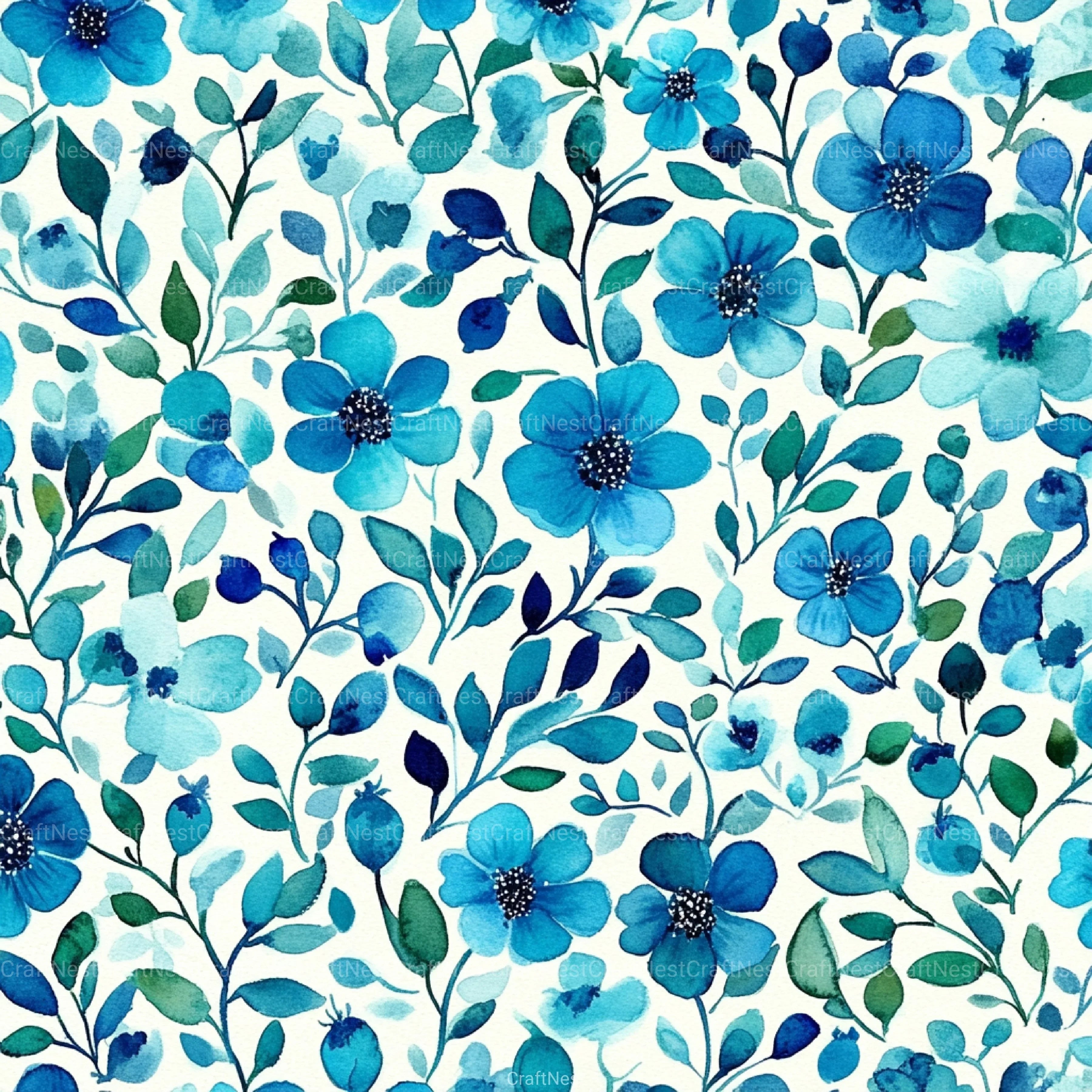 Navy Blue Yellow Cottage Flowers Pattern Clipart Bundle - CraftNest - Digital Crafting and Art