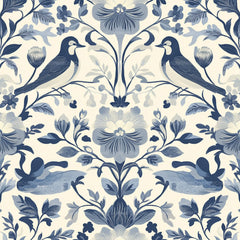 Blue Birds & Flowers Chinoiserie Pattern Clipart Bundle - CraftNest - Digital Crafting and Art