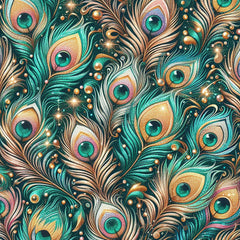 Glitter Peacock Feathers Digital Paper - CraftNest - Digital Crafting and Art