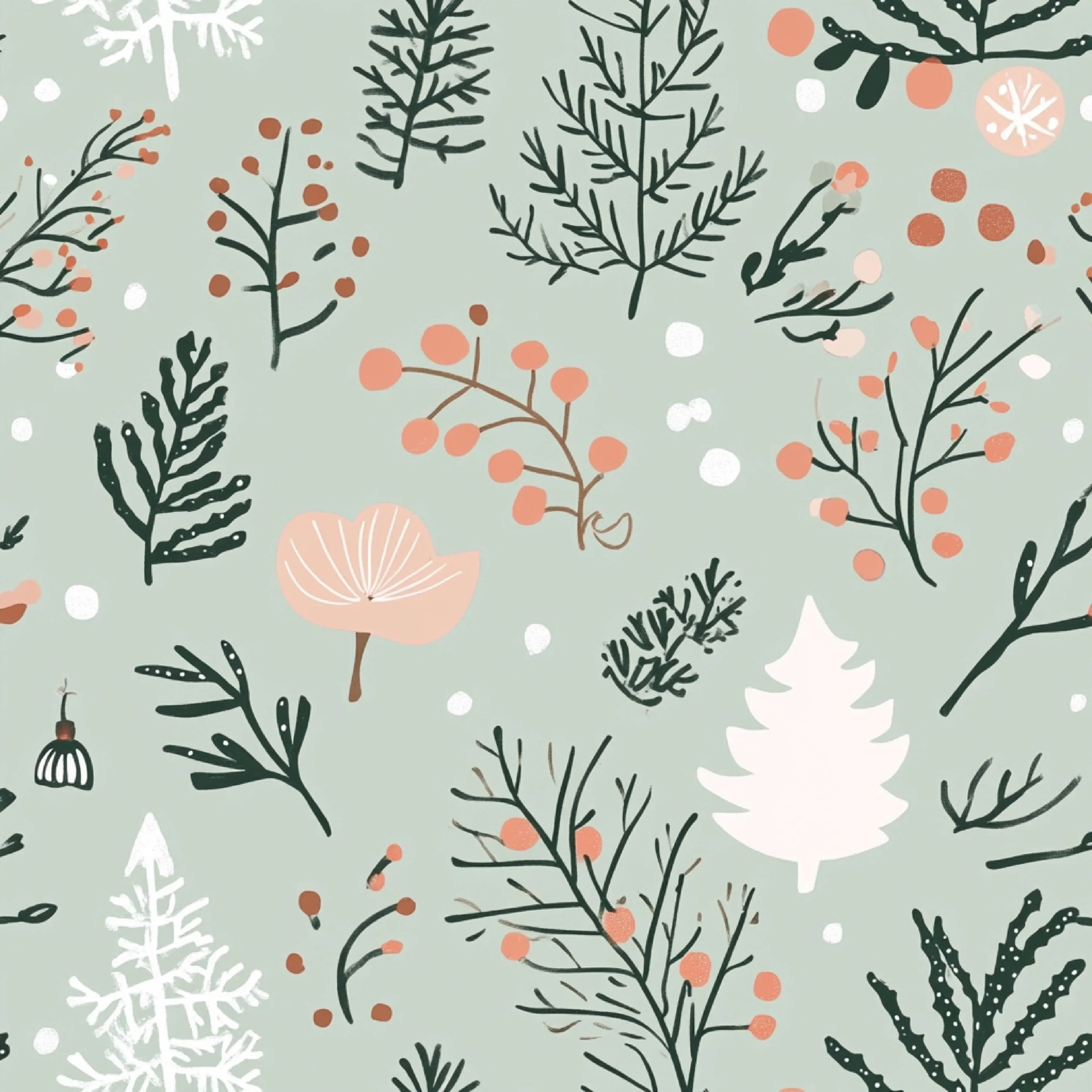Blush Sage Seamless Christmas Patterns Digital Paper - CraftNest - Digital Crafting and Art