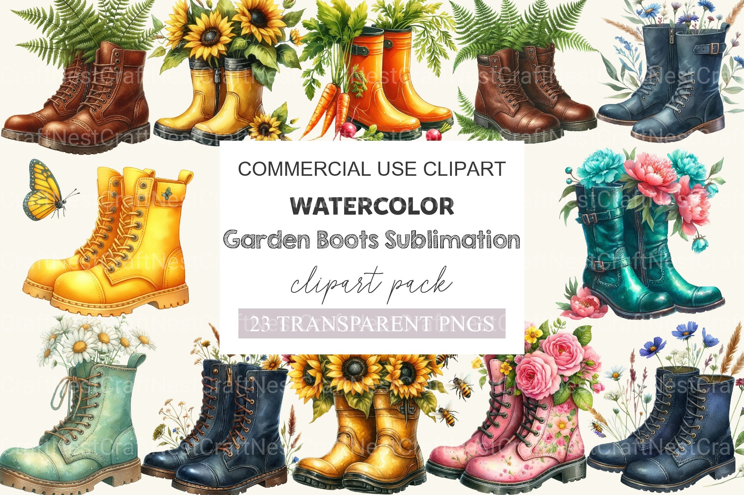 Garden Boots Clipart Bundle 2