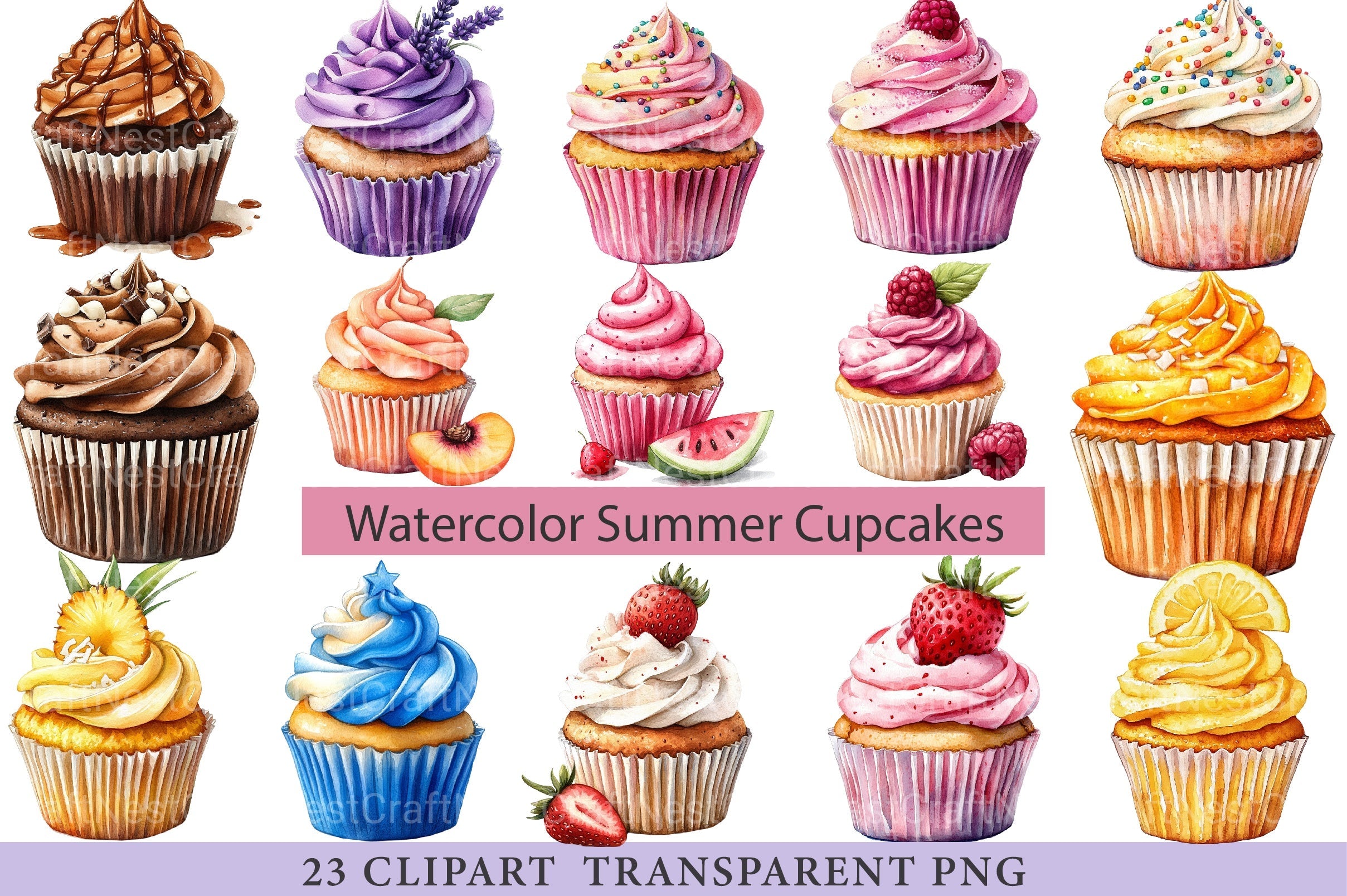 Summer Cupcakes Clipart Bundle - CraftNest - Digital Crafting and Art