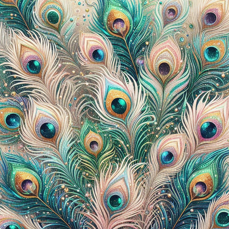 Glitter Peacock Feathers Digital Paper - CraftNest - Digital Crafting and Art