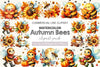 Cute Cartoon Autumn Bees Clipart Bundle