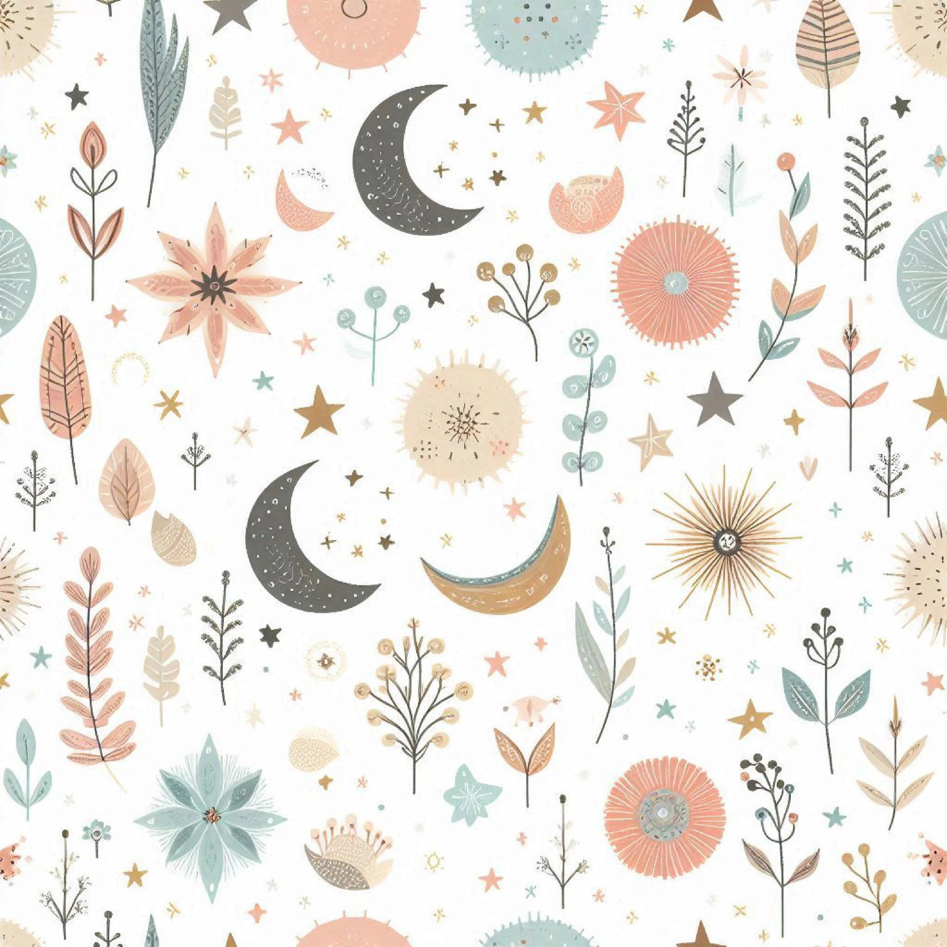 Whimsical Pastel Stars and Moons Pattern Clipart Bundle - CraftNest - Digital Crafting and Art