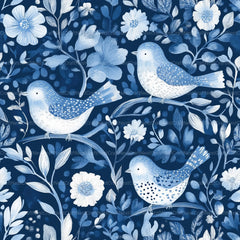 Blue Birds & Flowers Chinoiserie Pattern Clipart Bundle - CraftNest - Digital Crafting and Art