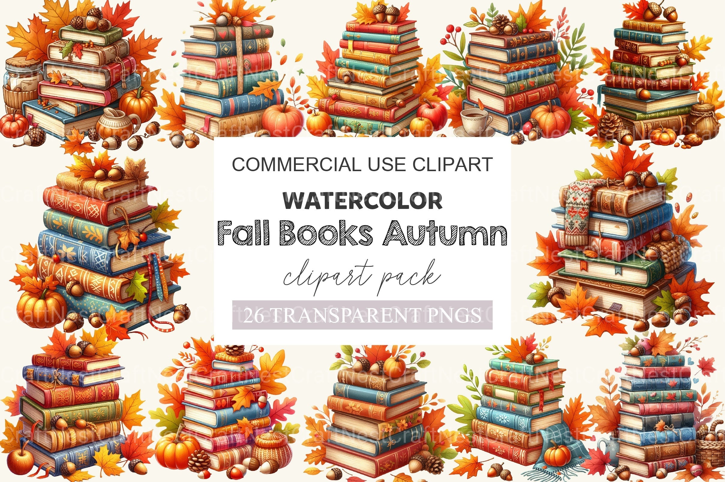 Fall Books Autumn Clipart Bundle