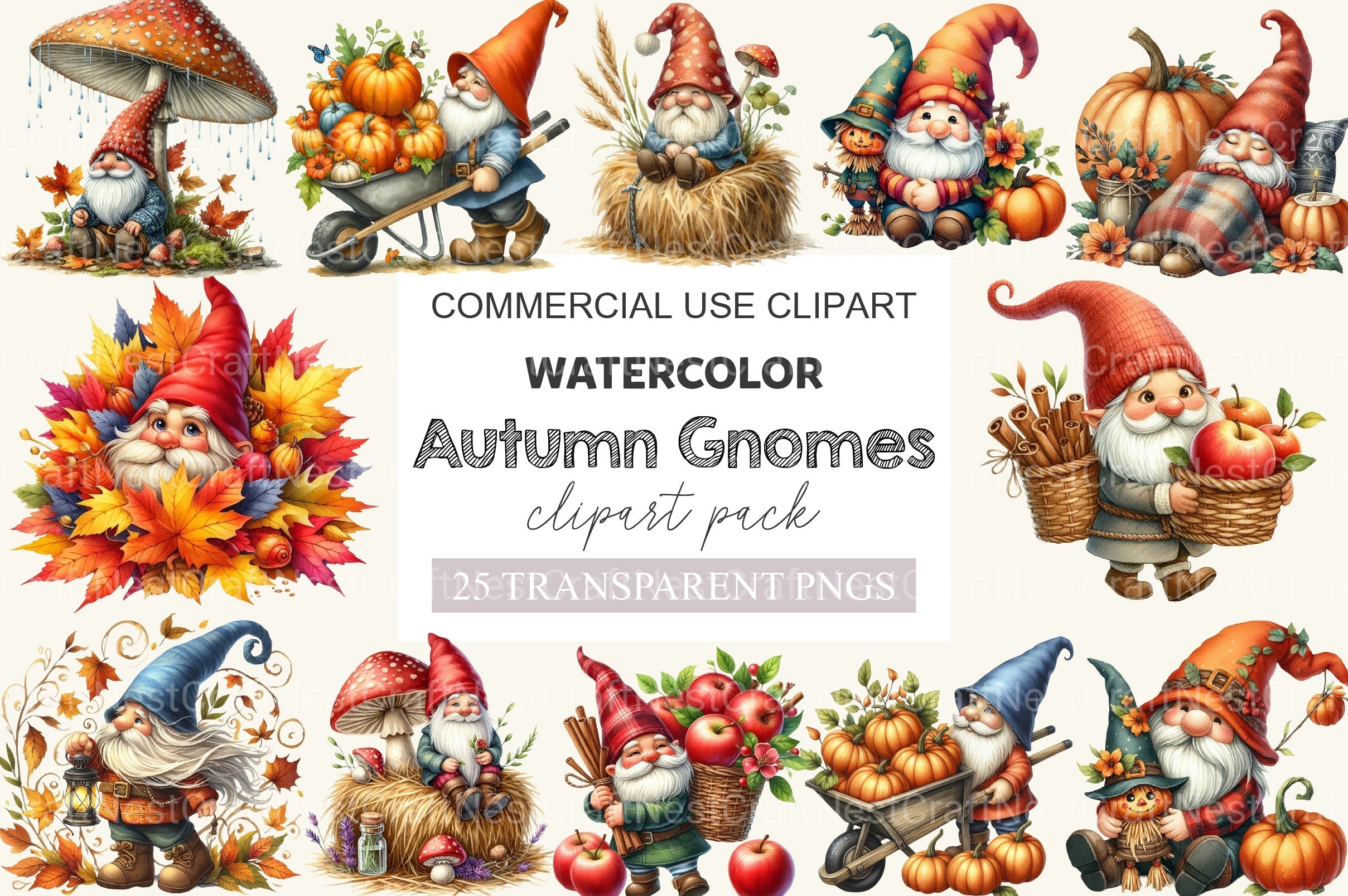 Autumn Gnomes Clipart Bundle 2