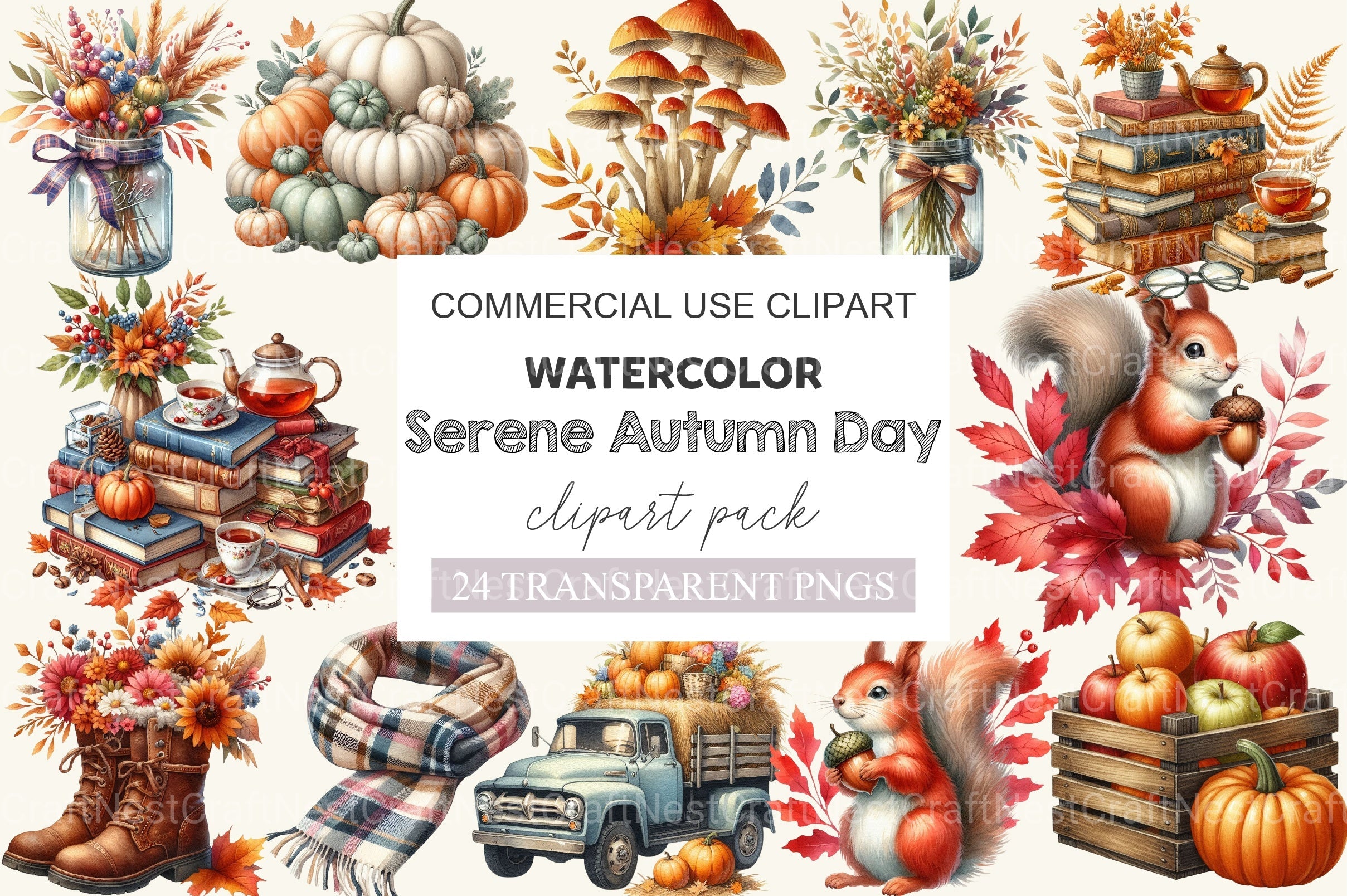 Serene Autumn Day Clipart Bundle 2