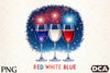 4th of July Red White Blue Wine Glasses Clipart Bundle