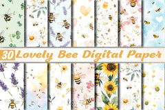 Lovely Bee Digital Paper - CraftNest - Digital Crafting and Art