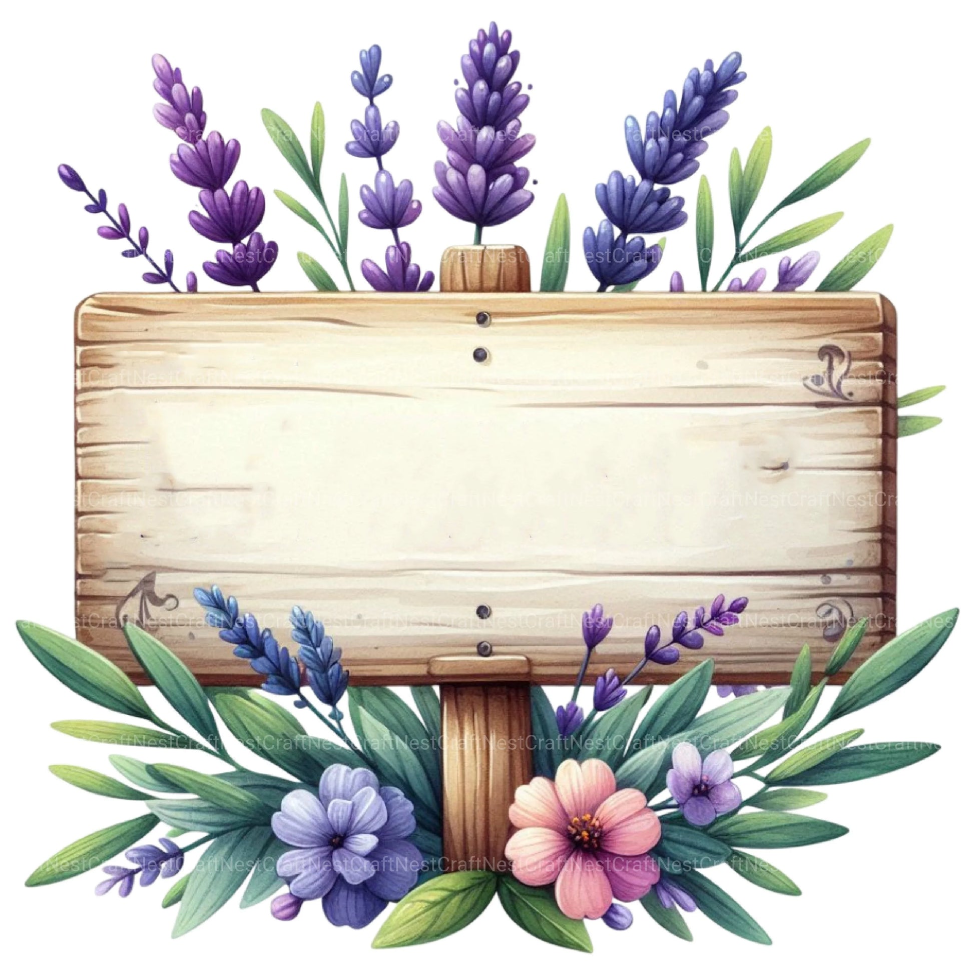 Lavender Wooden Name Plate Clipart Bundle - CraftNest - Digital Crafting and Art