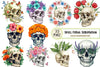 Skull Floral Sublimation Clipart Bundle