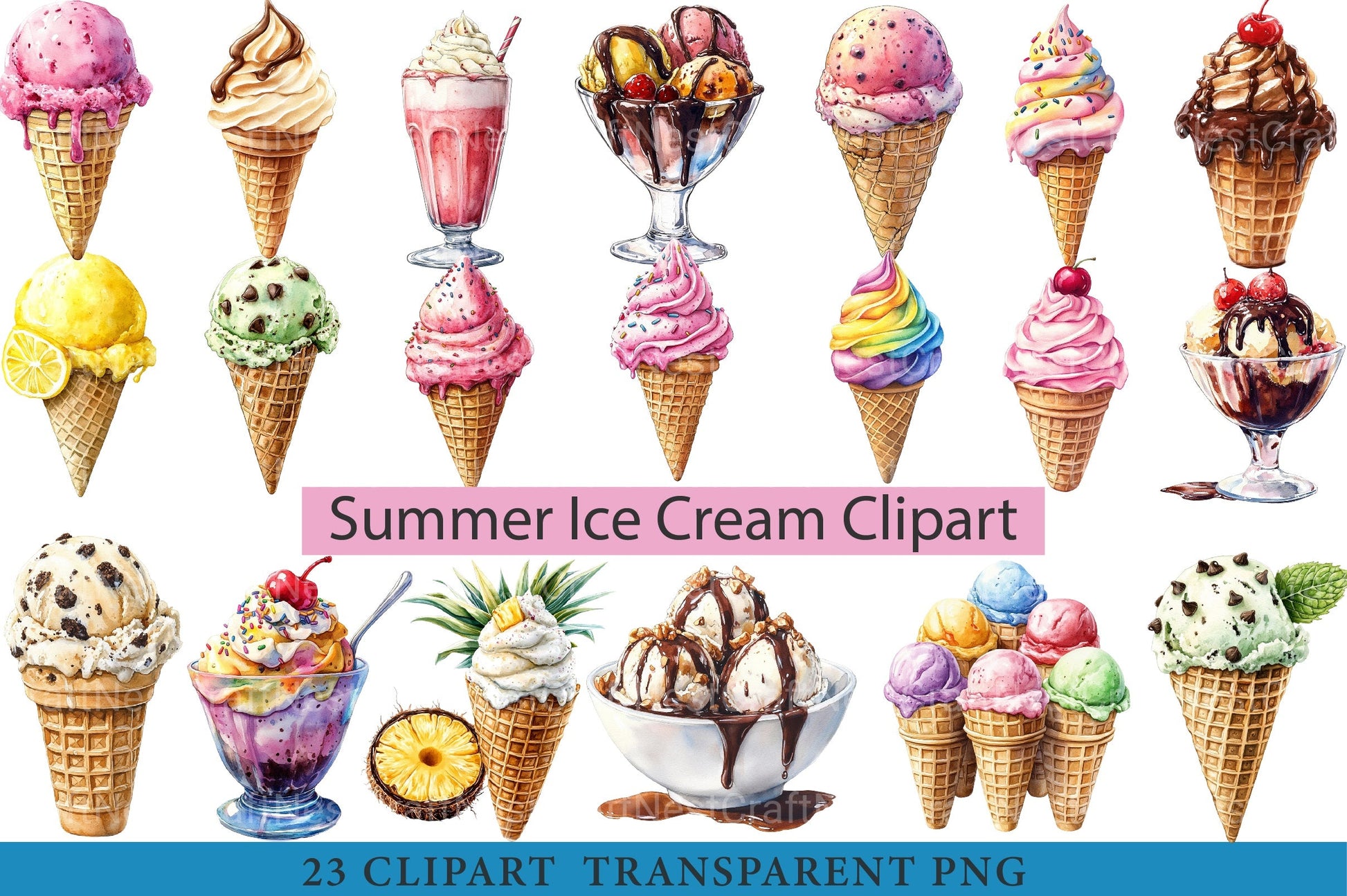 Summer Ice Cream Clipart Bundle 2 - CraftNest - Digital Crafting and Art