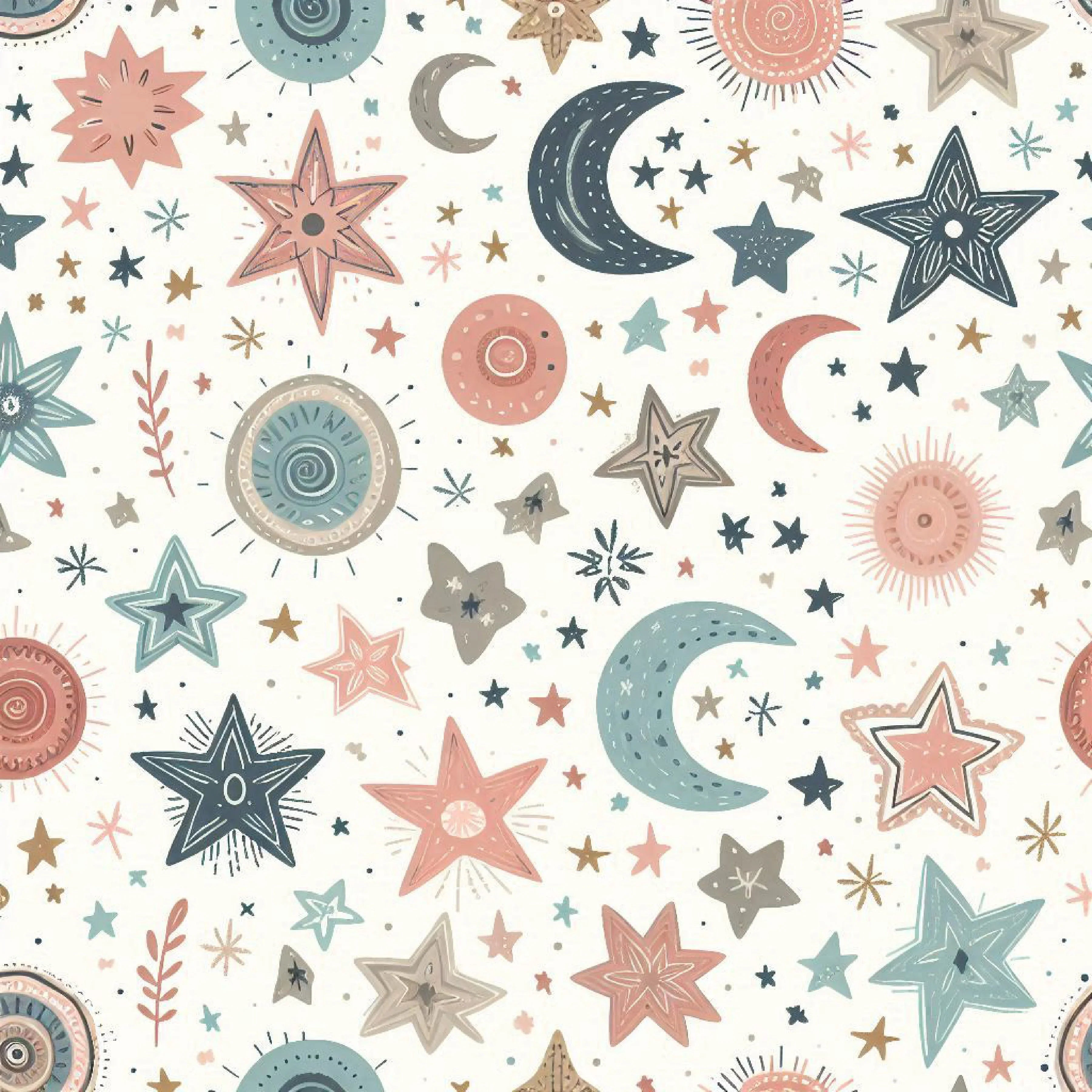 Whimsical Pastel Stars and Moons Pattern Clipart Bundle - CraftNest - Digital Crafting and Art