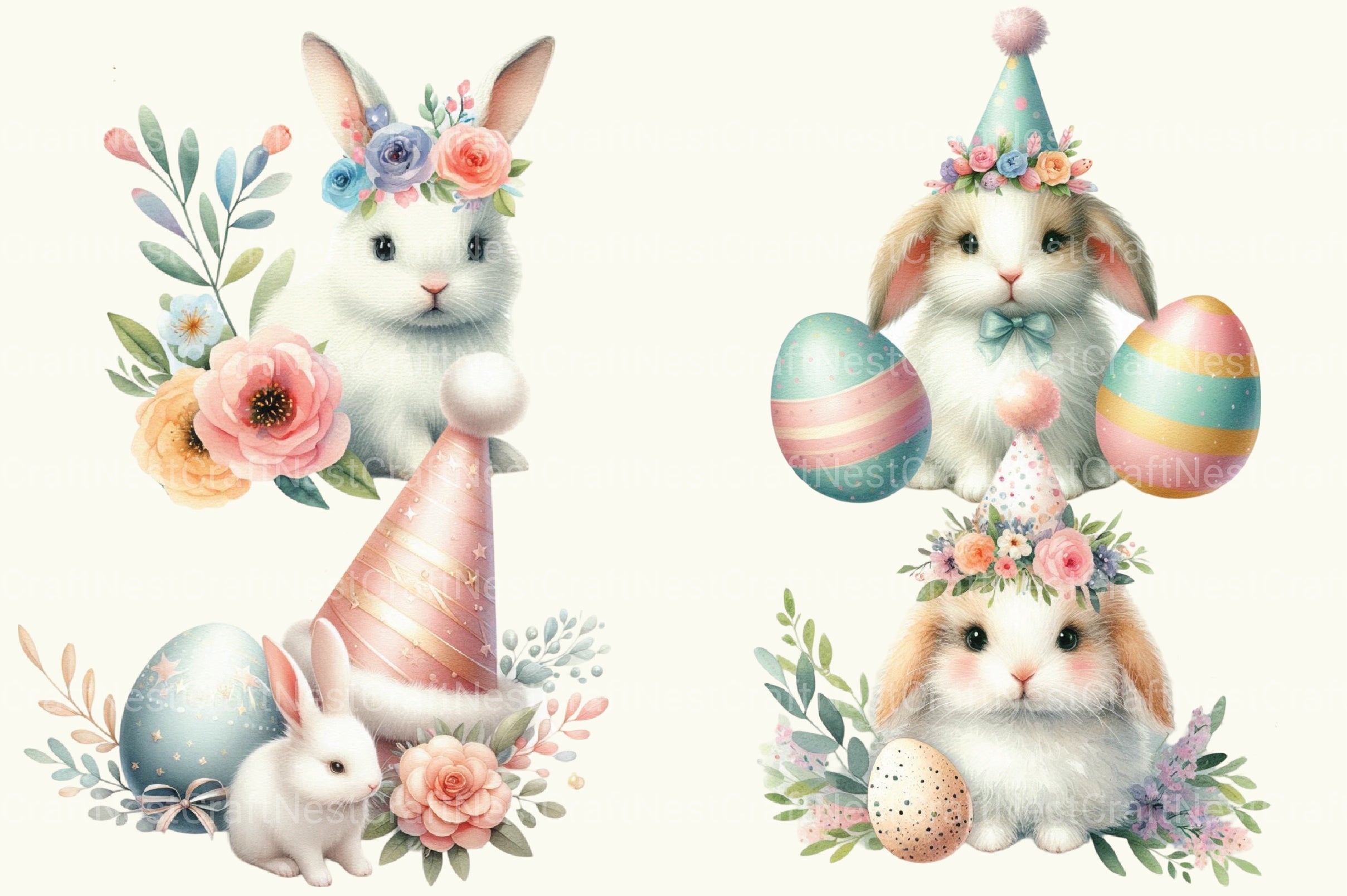 Easter Birthday Bunny Egg Clipart Bundle