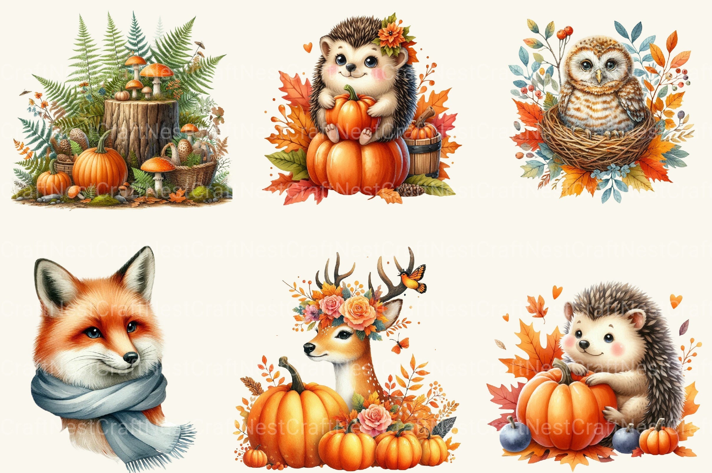 Fall Woodland Clipart Bundle 2