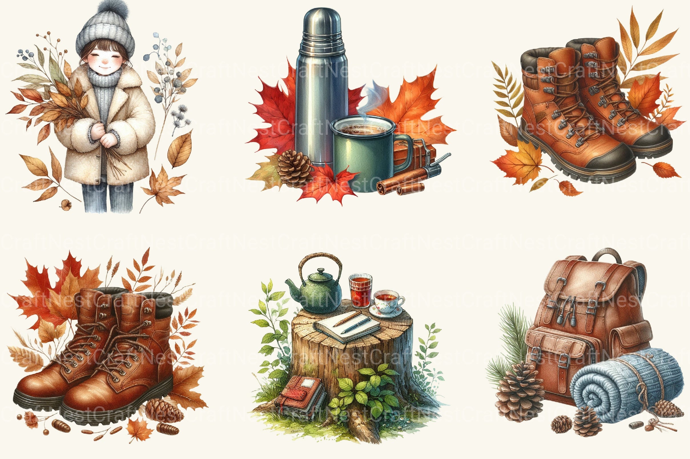 Autumn Nature Walk Clipart Bundle 2
