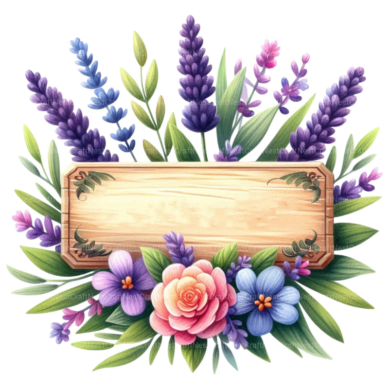 Lavender Wooden Name Plate Clipart Bundle - CraftNest - Digital Crafting and Art