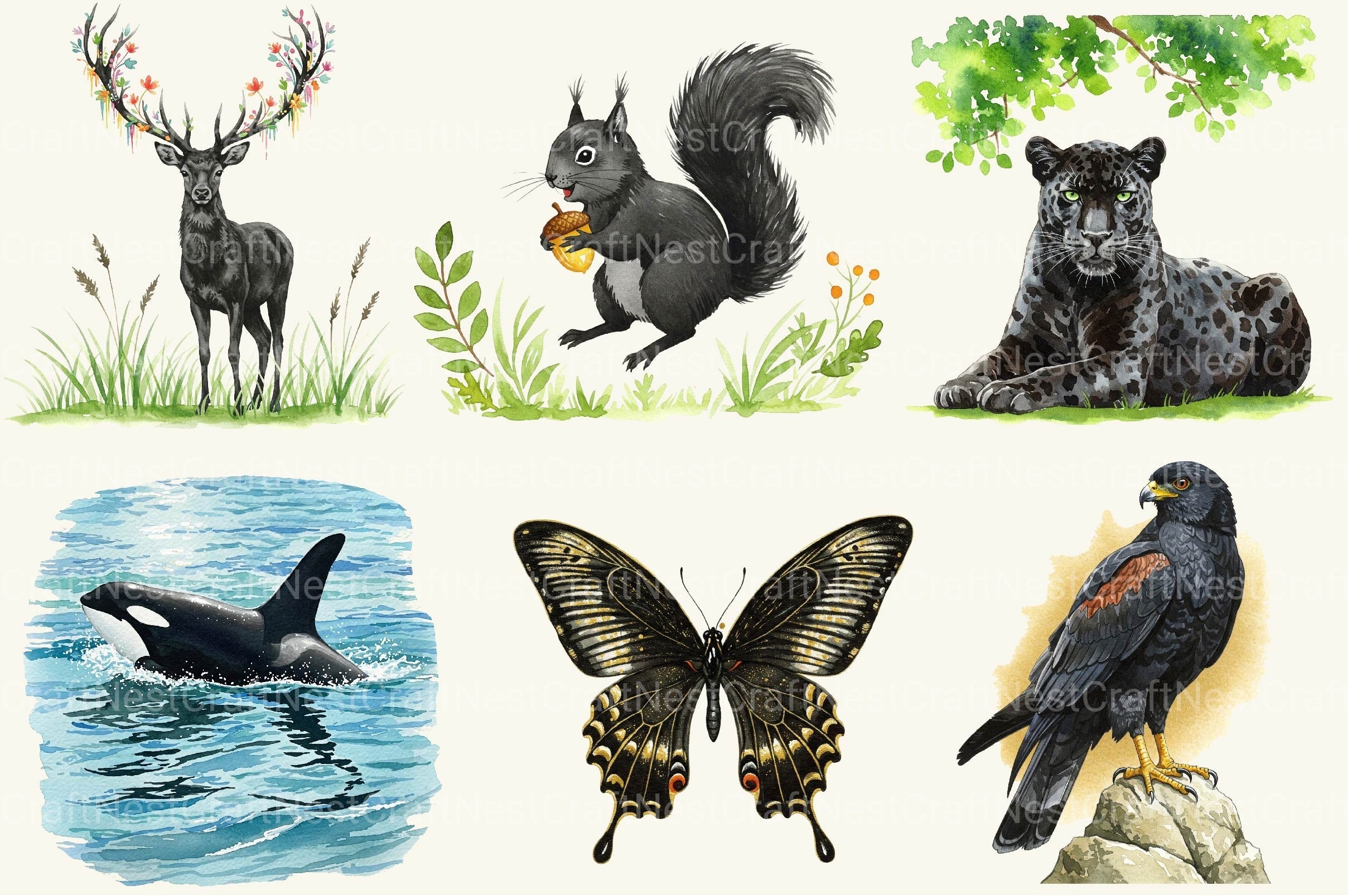 Black History Month Animals Clipart Bundle
