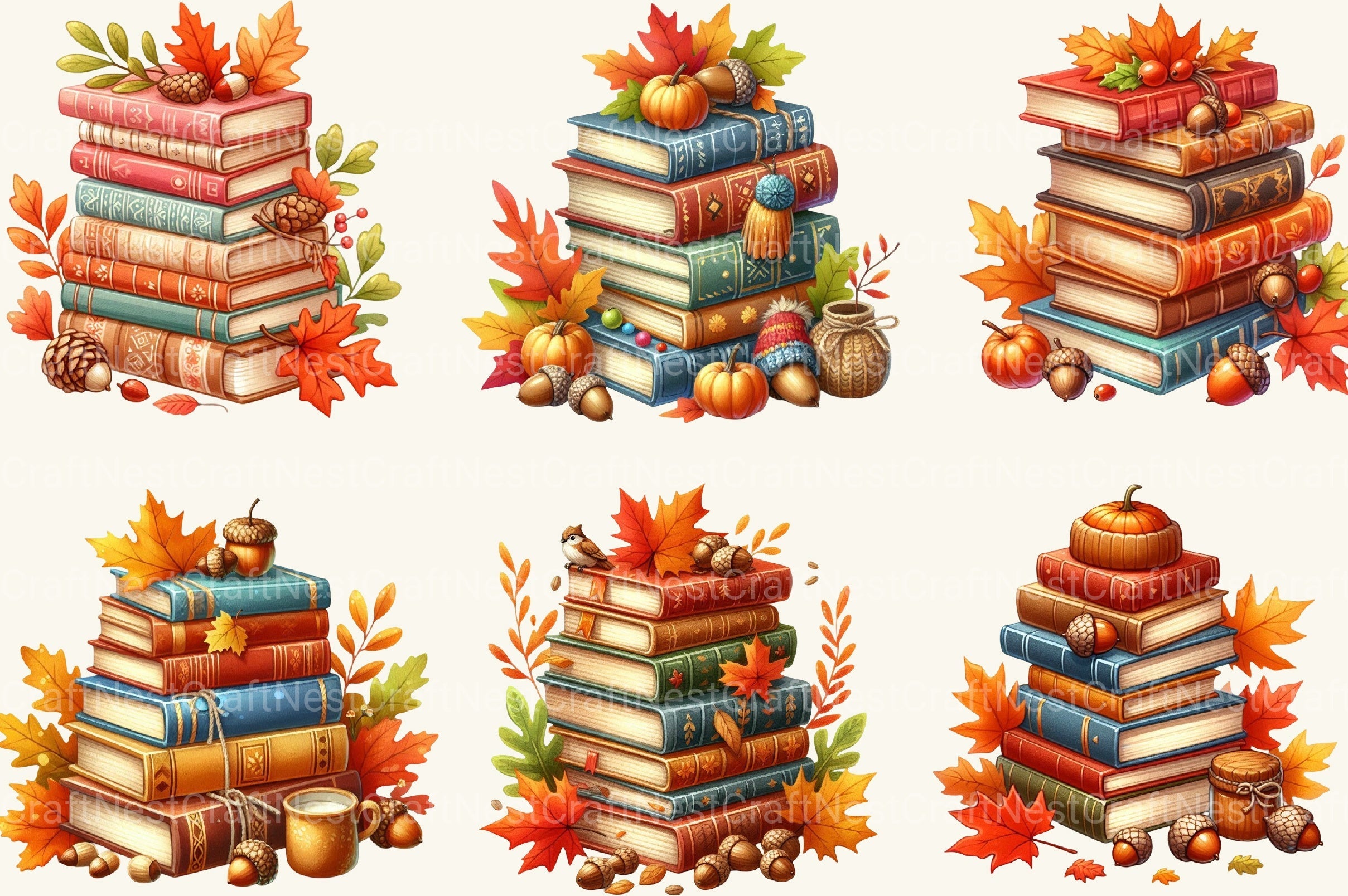 Fall Books Autumn Clipart Bundle