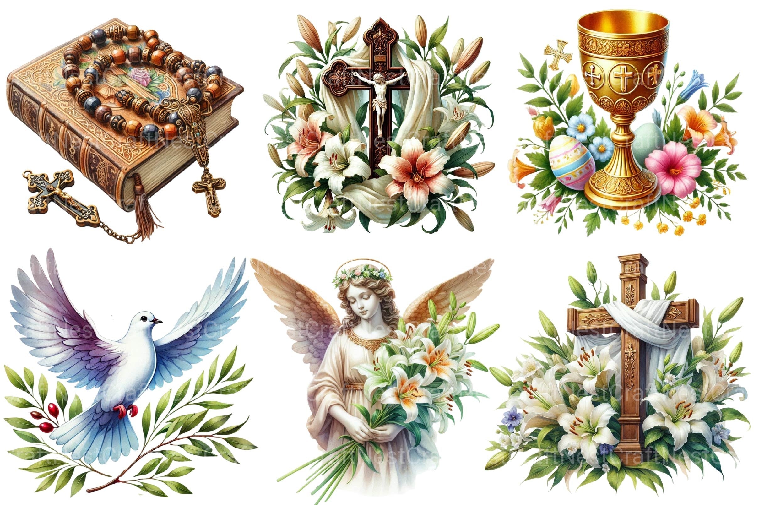 Antique Religious Easter Clipart Bundle 2