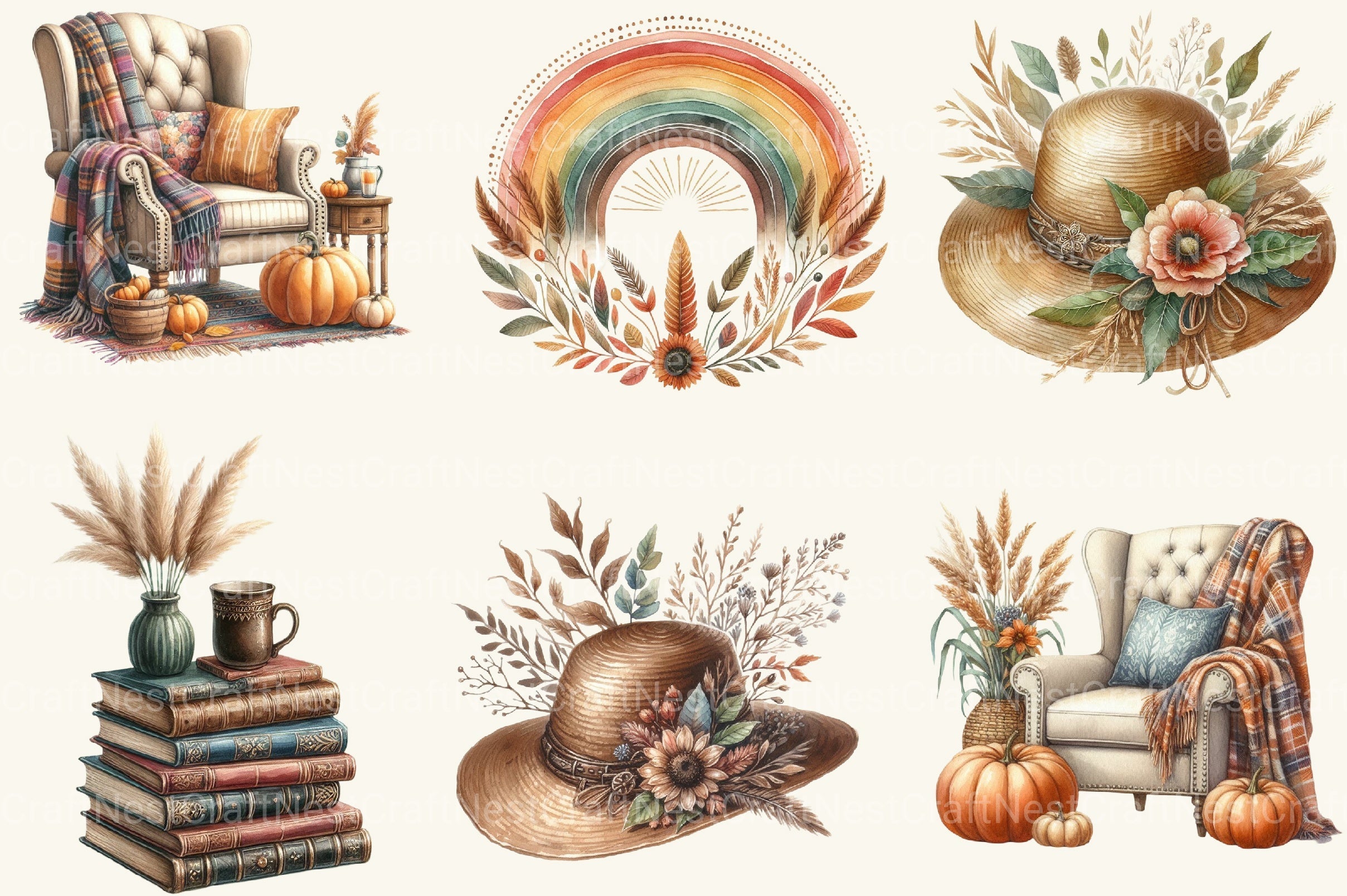 Boho Autumn Clipart Bundle 2
