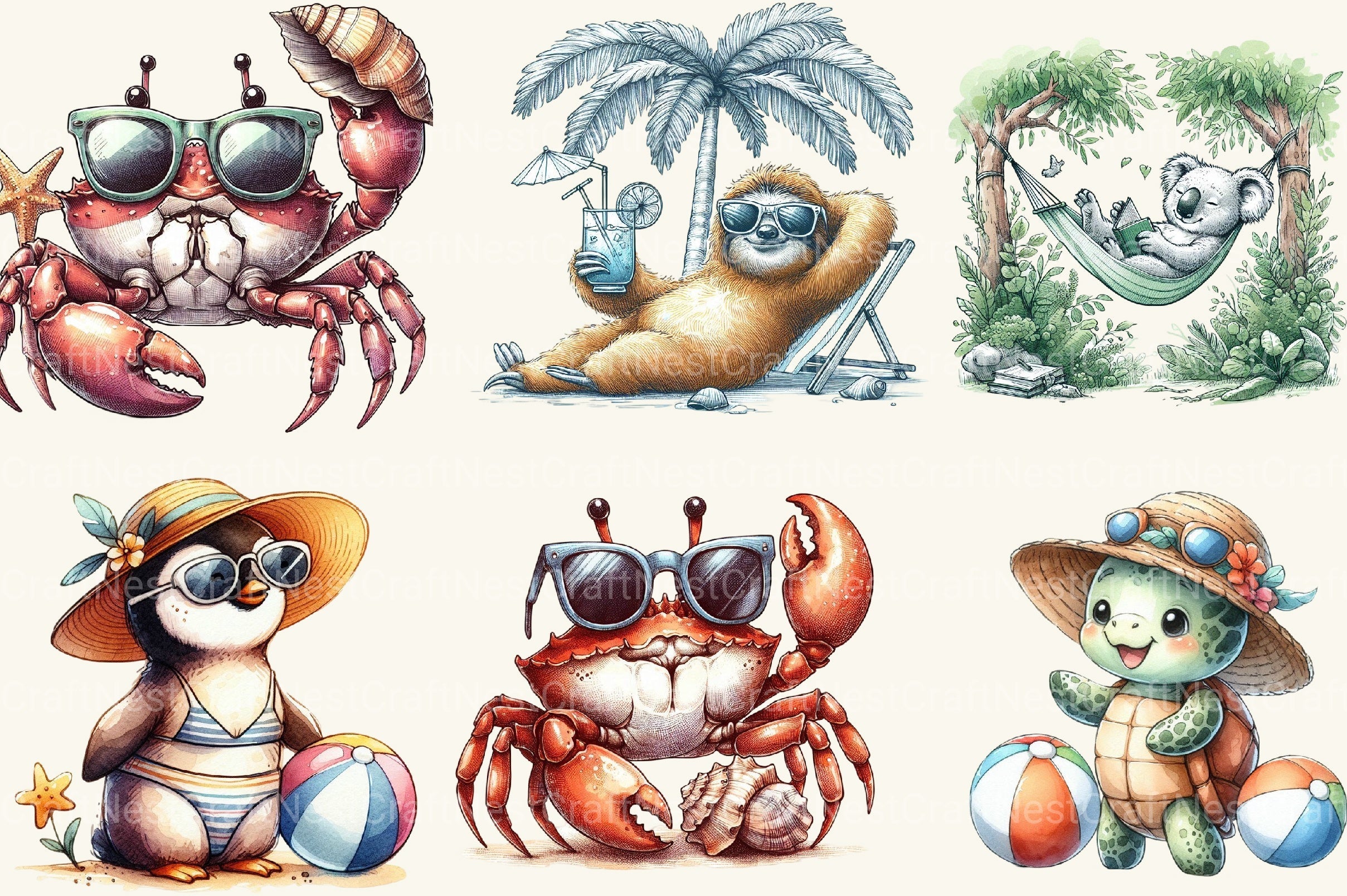 Summer Animals Clipart Bundle 3