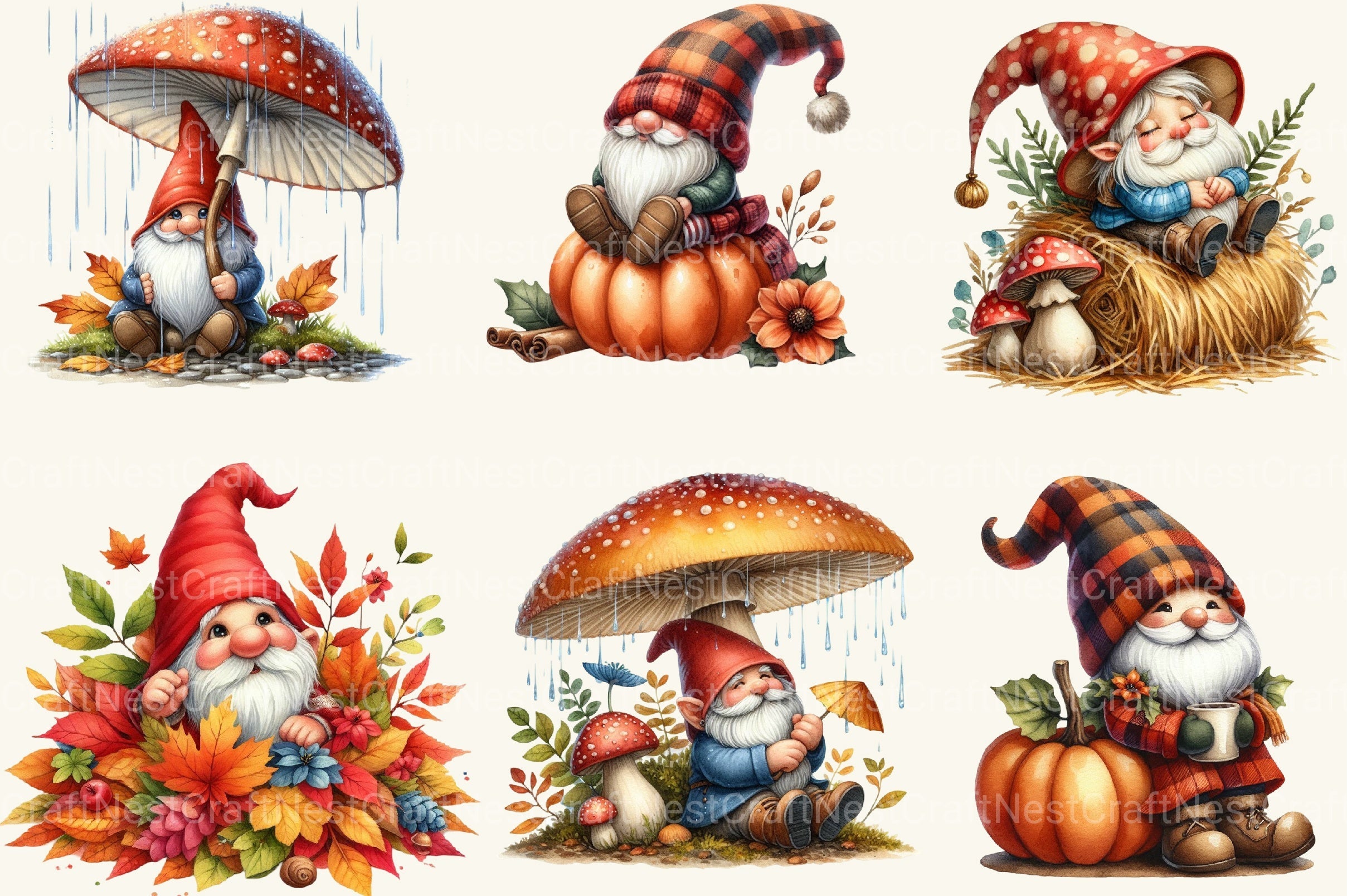 Autumn Gnomes Clipart Bundle 2