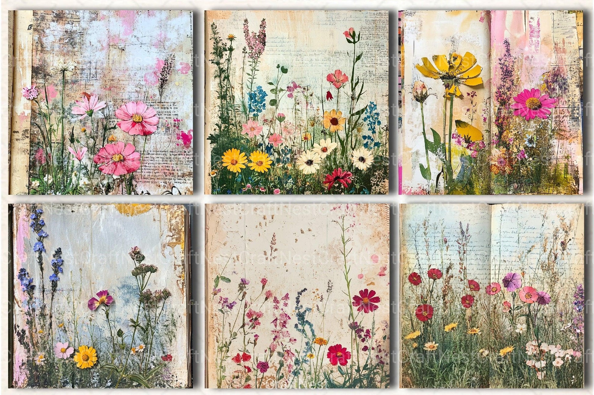 Wildflowers Collage Clipart Bundle - CraftNest - Digital Crafting and Art