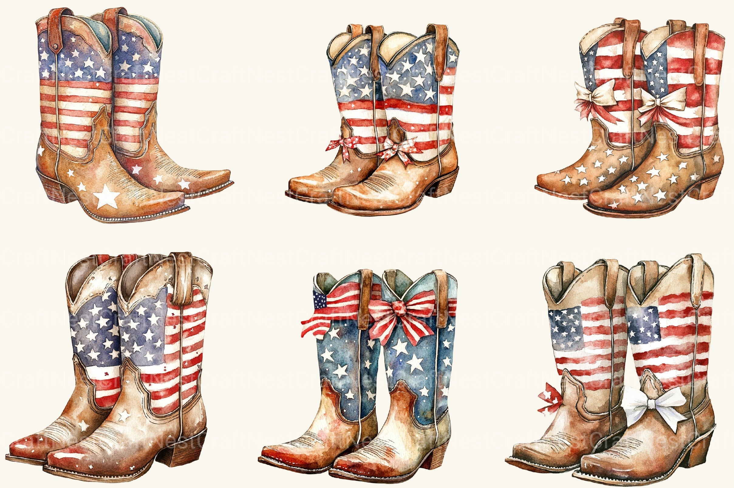 Coquette Cowgirl 4th Of July Clipart Bundle