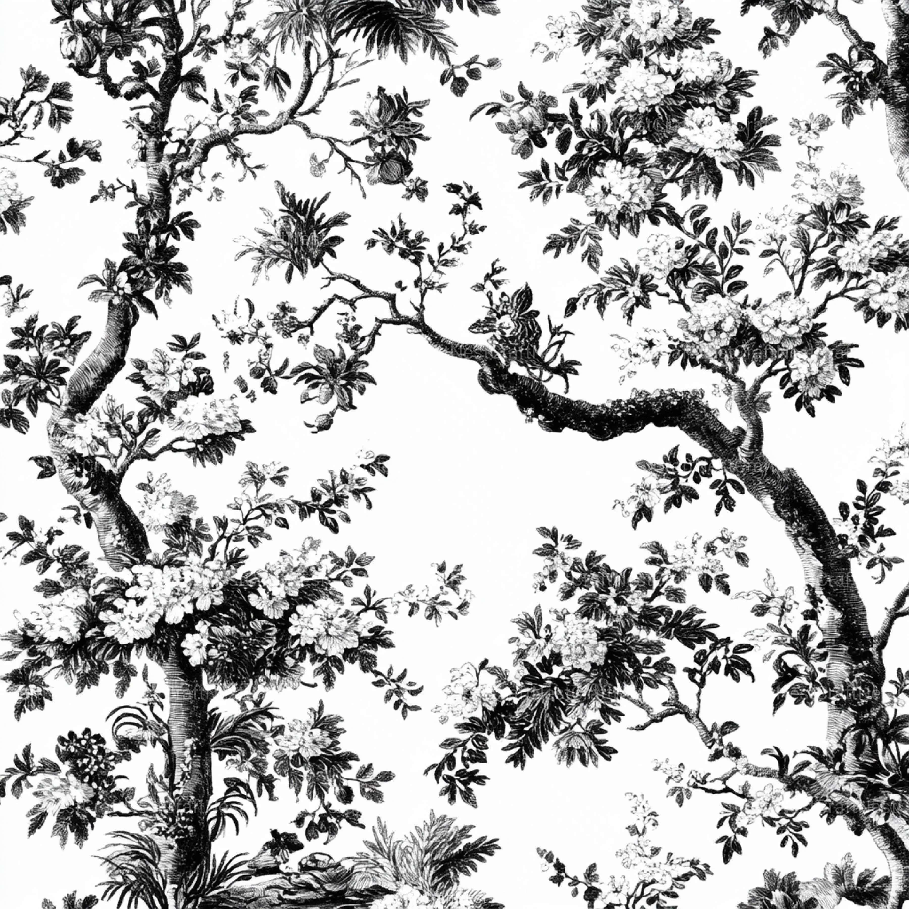 Black White Spring Toile De Jouy Pattern Clipart Bundle - CraftNest - Digital Crafting and Art