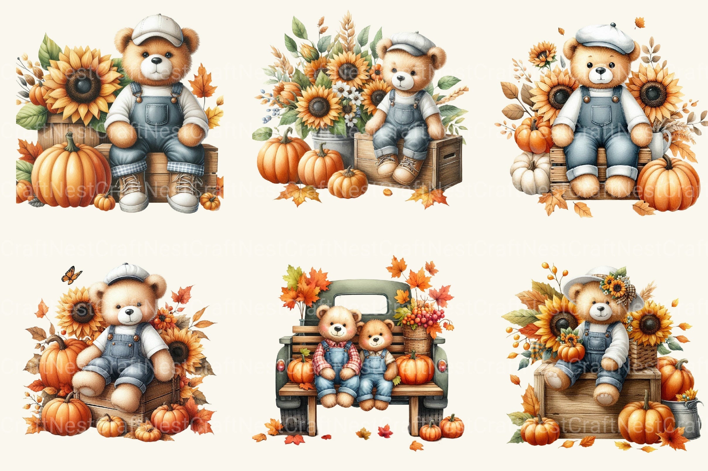Bear Autumn Clipart Bundle