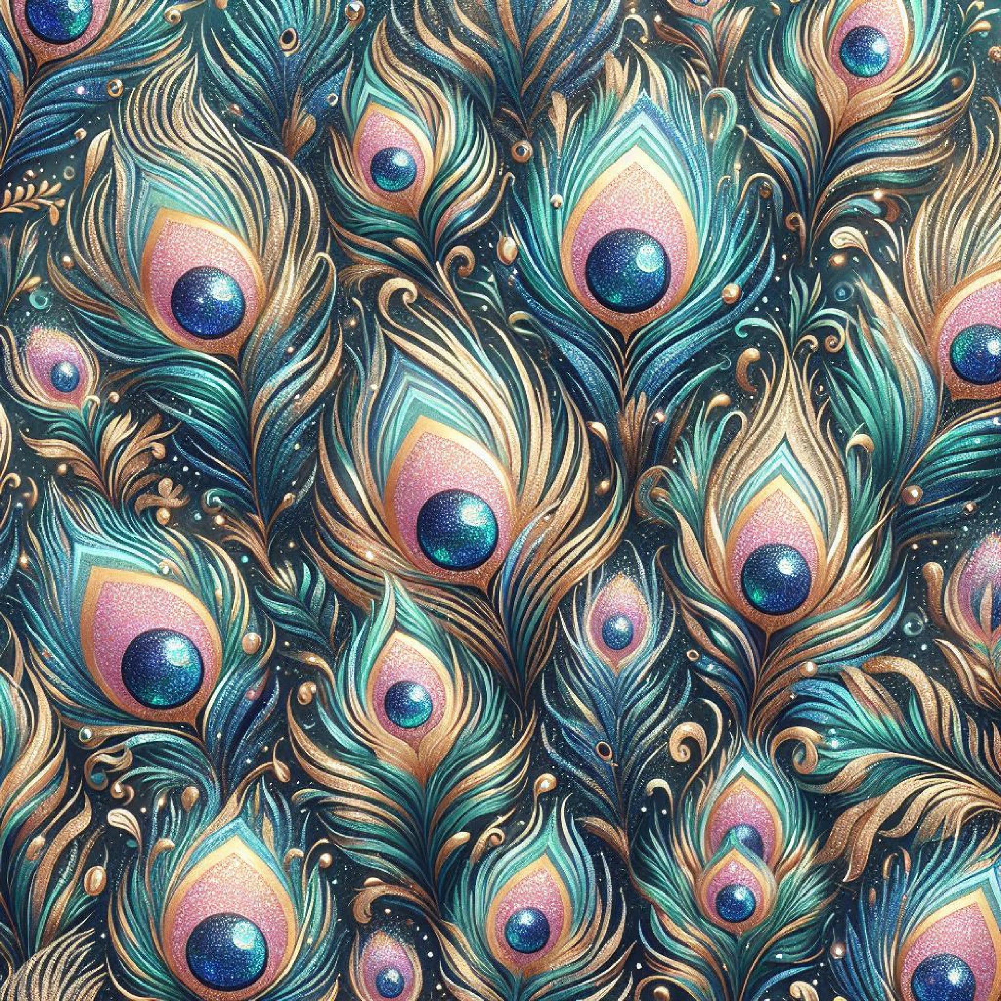 Glitter Peacock Feathers Digital Paper - CraftNest - Digital Crafting and Art