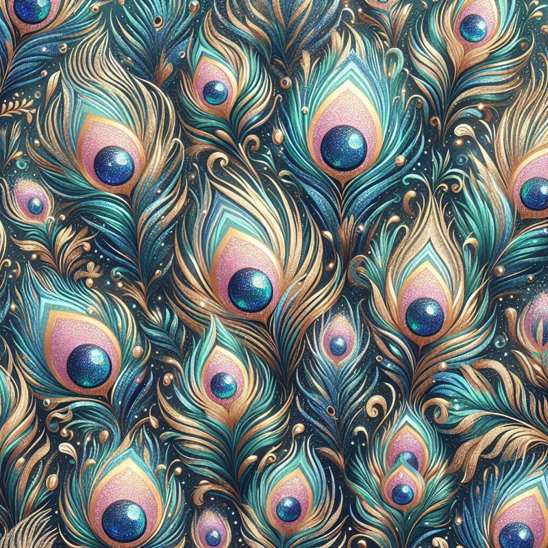Glitter Peacock Feathers Digital Paper - CraftNest - Digital Crafting and Art