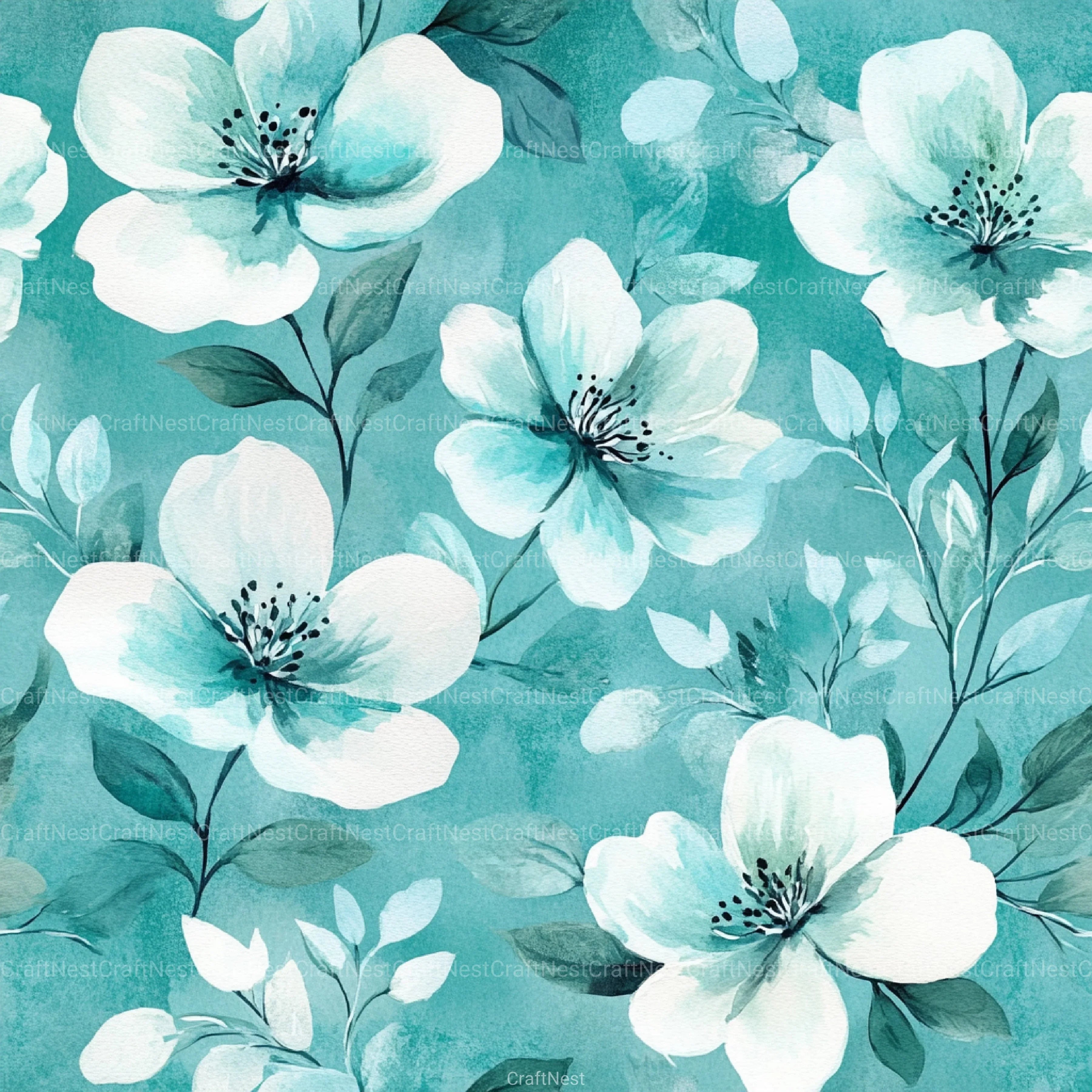 Navy Blue Yellow Cottage Flowers Pattern Clipart Bundle - CraftNest - Digital Crafting and Art